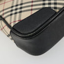 BURBERRY Nova Check Shoulder Bag Canvas Beige Silver Auth INZ091-14