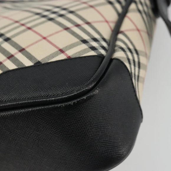 BURBERRY Nova Check Shoulder Bag Canvas Beige Silver Auth INZ091