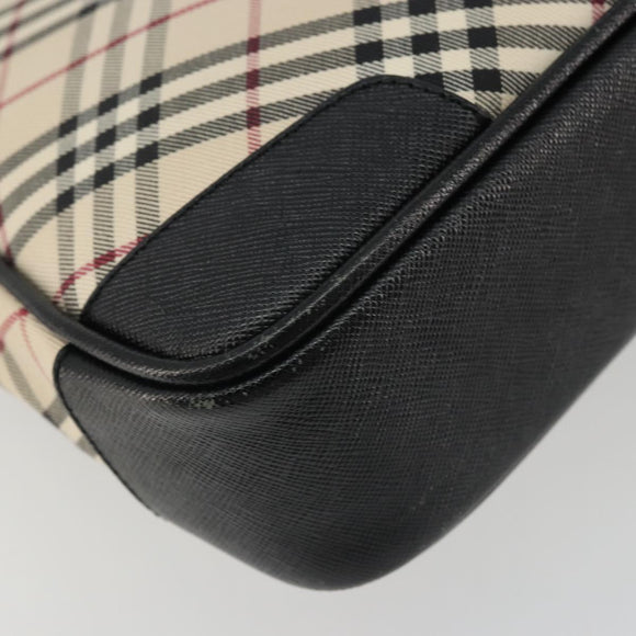 BURBERRY Nova Check Shoulder Bag Canvas Beige Silver Auth INZ091