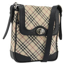 BURBERRY Nova Check Shoulder Bag Canvas Beige Silver Auth INZ091-1