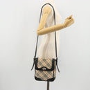BURBERRY Nova Check Shoulder Bag Canvas Beige Silver Auth INZ091-23
