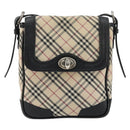 BURBERRY Nova Check Shoulder Bag Canvas Beige Silver Auth INZ091-13