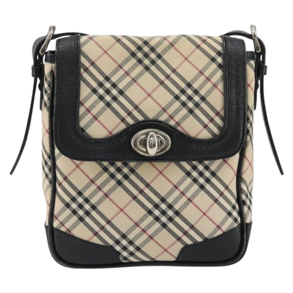 BURBERRY Nova Check Shoulder Bag Canvas Beige Silver Auth INZ091