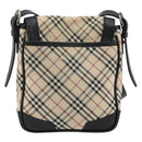 BURBERRY Nova Check Shoulder Bag Canvas Beige Silver Auth INZ091-2
