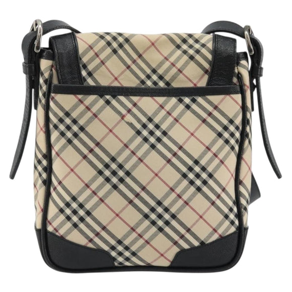 BURBERRY Nova Check Shoulder Bag Canvas Beige Silver Auth INZ091