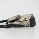 BURBERRY Nova Check Shoulder Bag Canvas Beige Silver Auth INZ091-4