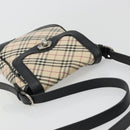 BURBERRY Nova Check Shoulder Bag Canvas Beige Silver Auth INZ091-6