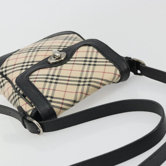 BURBERRY Nova Check Shoulder Bag Canvas Beige Silver Auth INZ091