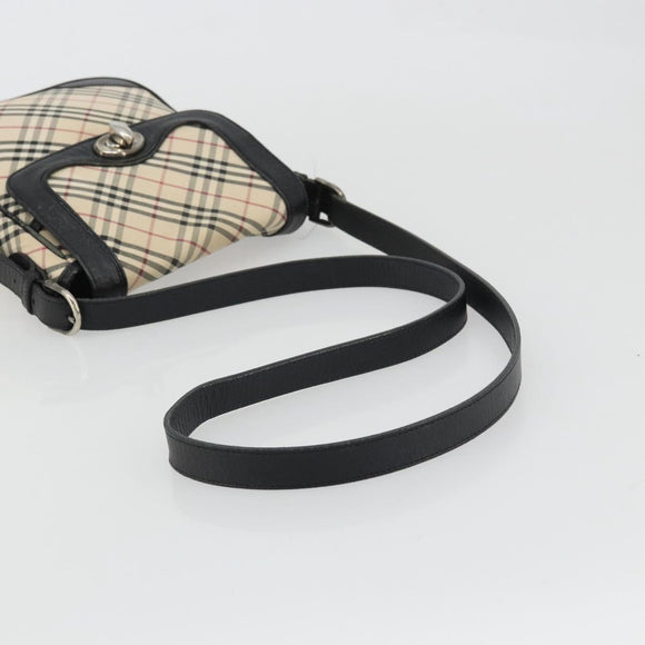 BURBERRY Nova Check Shoulder Bag Canvas Beige Silver Auth INZ091