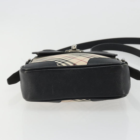BURBERRY Nova Check Shoulder Bag Canvas Beige Silver Auth INZ091