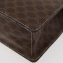 CELINE Macadam Canvas Medallion Hand Bag PVC Leather Brown Gold Auth INZ093A-17