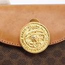 CELINE Macadam Canvas Medallion Hand Bag PVC Leather Brown Gold Auth INZ093A-18