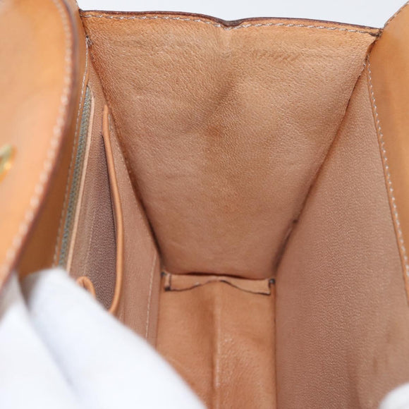 CELINE Macadam Canvas Medallion Hand Bag PVC Leather Brown Gold Auth INZ093A