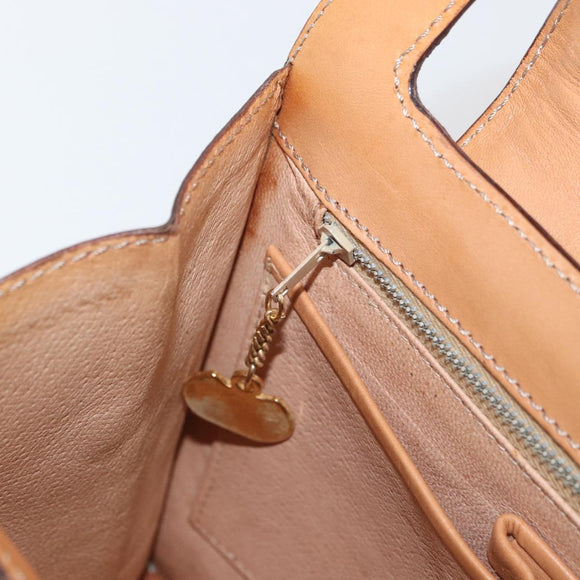 CELINE Macadam Canvas Medallion Hand Bag PVC Leather Brown Gold Auth INZ093A