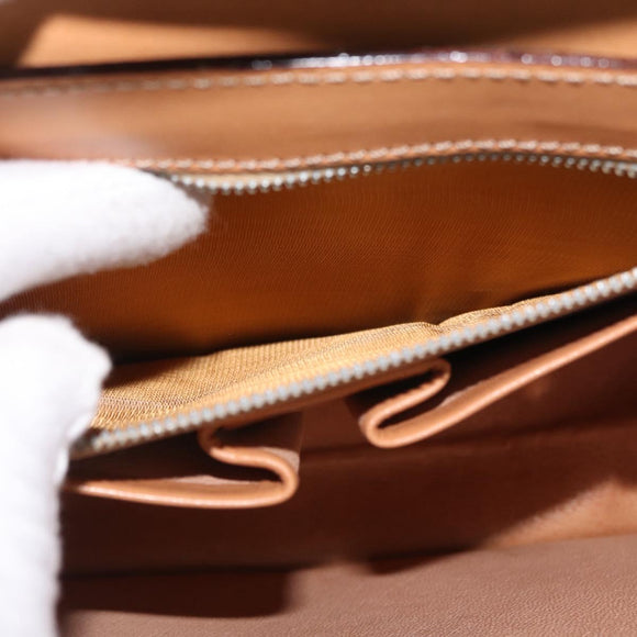 CELINE Macadam Canvas Medallion Hand Bag PVC Leather Brown Gold Auth INZ093A