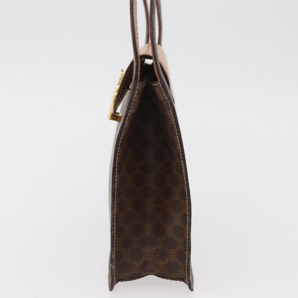CELINE Macadam Canvas Medallion Hand Bag PVC Leather Brown Gold Auth INZ093A