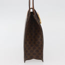 CELINE Macadam Canvas Medallion Hand Bag PVC Leather Brown Gold Auth INZ093A-4