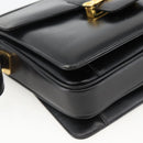 CELINE Horse Carriage Shoulder Bag Leather Black Gold Auth INZ094-14