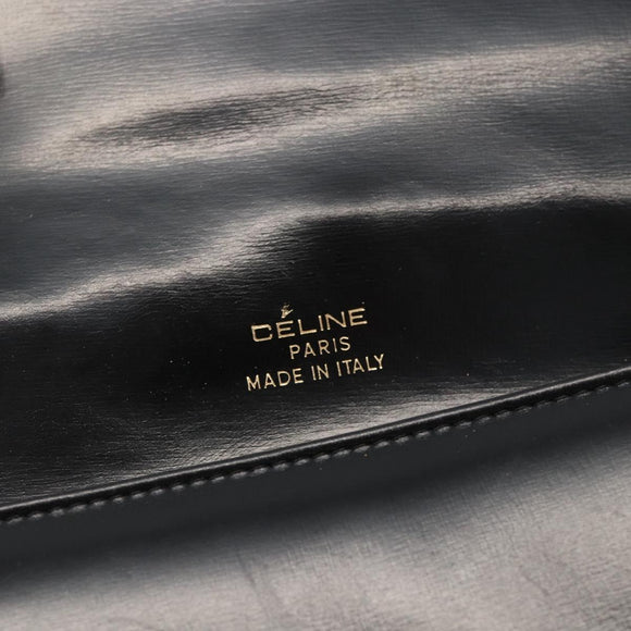 CELINE Horse Carriage Shoulder Bag Leather Black Gold Auth INZ094