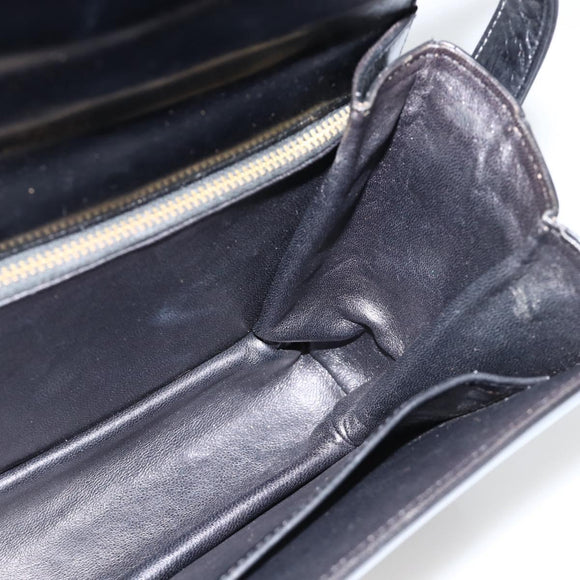 CELINE Horse Carriage Shoulder Bag Leather Black Gold Auth INZ094