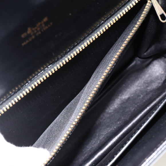 CELINE Horse Carriage Shoulder Bag Leather Black Gold Auth INZ094