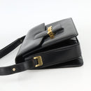 CELINE Horse Carriage Shoulder Bag Leather Black Gold Auth INZ094-3