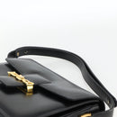 CELINE Horse Carriage Shoulder Bag Leather Black Gold Auth INZ094-8