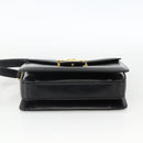 CELINE Horse Carriage Shoulder Bag Leather Black Gold Auth INZ094-5