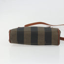 FENDI Pecan Canvas Hand Bag PVC 2way Black Brown Auth INZ095-5