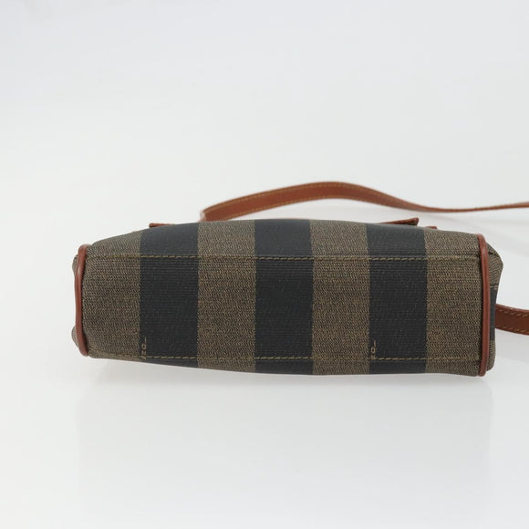 FENDI Pecan Canvas Hand Bag PVC 2way Black Brown Auth INZ095