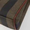 FENDI Pecan Canvas Hand Bag PVC 2way Black Brown Auth INZ095-16