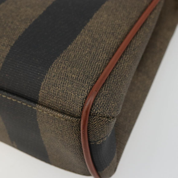 FENDI Pecan Canvas Hand Bag PVC 2way Black Brown Auth INZ095