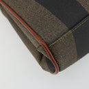 FENDI Pecan Canvas Hand Bag PVC 2way Black Brown Auth INZ095-17