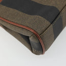 FENDI Pecan Canvas Hand Bag PVC 2way Black Brown Auth INZ095-19