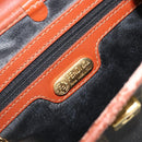 FENDI Pecan Canvas Hand Bag PVC 2way Black Brown Auth INZ095-20