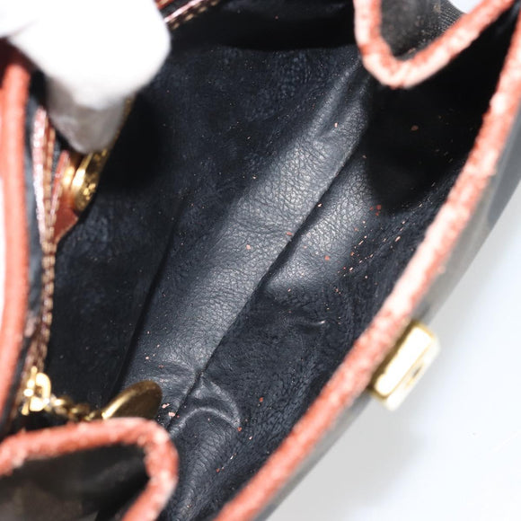 FENDI Pecan Canvas Hand Bag PVC 2way Black Brown Auth INZ095