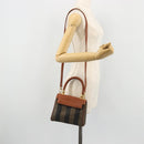 FENDI Pecan Canvas Hand Bag PVC 2way Black Brown Auth INZ095-25