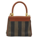 FENDI Pecan Canvas Hand Bag PVC 2way Black Brown Auth INZ095-2
