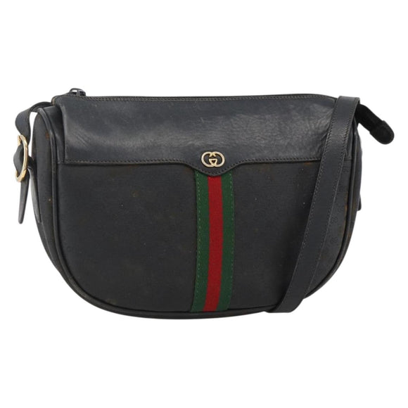GUCCI Micro GG Supreme Web Sherry Line Tas PVC Zwart 001 115 4001 Auth INZ097
