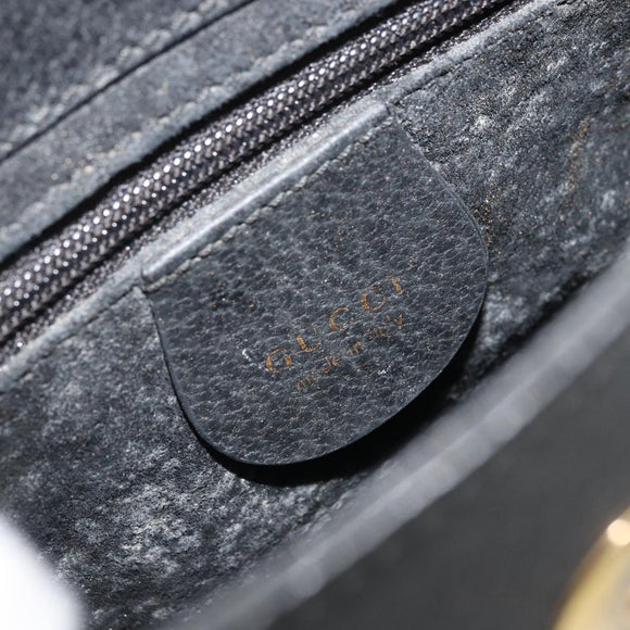 GUCCI Bamboo Hand Bag Leather Black Gold 000 1014 1888 Auth INZ098