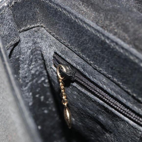 GUCCI Bamboo Hand Bag Leather Black Gold 000 1014 1888 Auth INZ098