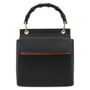 GUCCI Bamboo Hand Bag Leather Black Gold 000 1014 1888 Auth INZ098-13