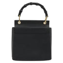 GUCCI Bamboo Hand Bag Leather Black Gold 000 1014 1888 Auth INZ098-2