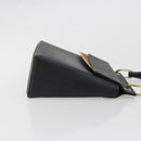 GUCCI Bamboo Hand Bag Leather Black Gold 000 1014 1888 Auth INZ098-3