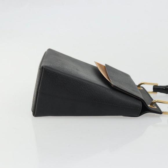 GUCCI Bamboo Hand Bag Leather Black Gold 000 1014 1888 Auth INZ098