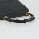 GUCCI Bamboo Hand Bag Leather Black Gold 000 1014 1888 Auth INZ098-7