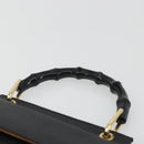 GUCCI Bamboo Hand Bag Leather Black Gold 000 1014 1888 Auth INZ098-8