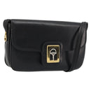 GUCCI Horsebit Shoulder Bag Leather Gold Black Auth INZ099-1