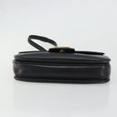 GUCCI Horsebit Shoulder Bag Leather Gold Black Auth INZ099-5