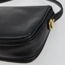 GUCCI Horsebit Shoulder Bag Leather Gold Black Auth INZ099-17